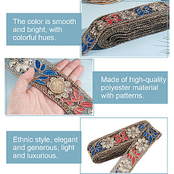 10 Yards Polyester Embroidery Flower Ribbons&nbsp;OCOR-WH0092-28