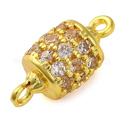 Brass Micro Pave Clear Cubic Zirconia Hollow Column Connector Charms&nbsp;KK-A230-05F-G