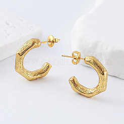 Textured 304 Stainless Steel C-Shaped Stud Earrings&nbsp;PA4752