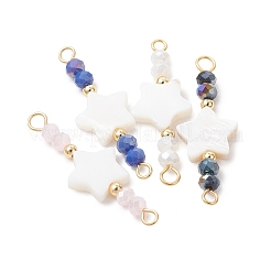 9Pcs 9 Colors Natural Freshwater Shell & Electroplate Glass Beads Connector Charms&nbsp;PALLOY-TA00396
