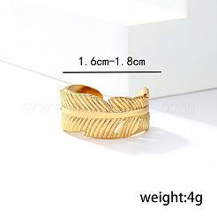 Stylish Leaf 201 Stainless Steel Ethnic Cuff Rings&nbsp;UG5209