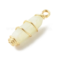 Natural New Jade Double Terminal Pointed Pendants&nbsp;PALLOY-JF01685-01