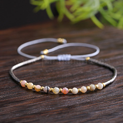 Women's Natural Rose Quartz Faceted Round Beaded Braided Bracelets for Women&nbsp;OH4835