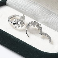 Brass Clear Cubic Zirconia Hoop Earrings&nbsp;EJEW-Q014-16P