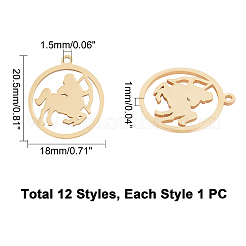 12Pcs 12 Style 201 Stainless Steel Pendants&nbsp;STAS-UN0031-29
