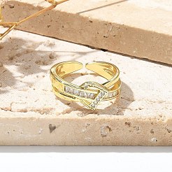Letter D Clear Cubic Zirconia Cuff Rings&nbsp;RJEW-G337-10G