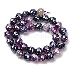 Electroplated Natural Agate Beads Strands&nbsp;G-B191-A07-10mm-10