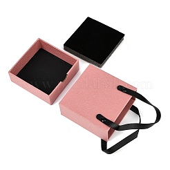 PU Jewelry Set Drawer Boxes with Square Sponge Inside and Texture Paper Rectangle Jewelry Bags&nbsp;LS-ABAG-B009-02D