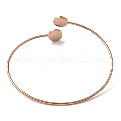 Ion Plating(IP) 304 Stainless Steel Cuff Blank Bangle Bases with Round Tray&nbsp;STAS-Z088-03B-RG