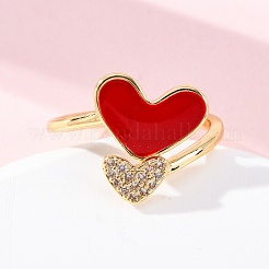Brass Micro Pave Clear Cubic Zirconia Cuff Rings for Women&nbsp;RJEW-U047-24G-02