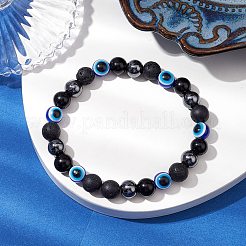Round Gemstone Beaded Stretch Bracelets&nbsp;BJEW-JB11005-01
