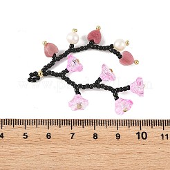 Glass Seed Beaded & Natural Rhodonite Big Pendants&nbsp;PALLOY-MZ01388-02