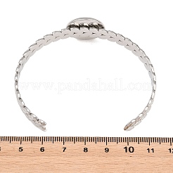 304 Stainless Steel Leaf Cuff Bangle Making&nbsp;STAS-F366-10B-P