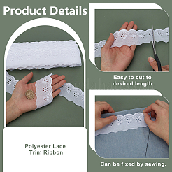 16 Yards Polyester Lace Trim Ribbon&nbsp;OCOR-WH0070-179B