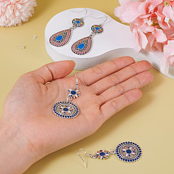 2Pairs 2 Styles Flower & Teardrop Alloy Long Dnagle Earrings&nbsp;EJEW-TA0001-39