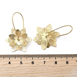 Flower Brass Hoop Earrings&nbsp;EJEW-A146-01G