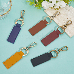 5Pcs 5 Colors Rectangle PU Leather Keychian&nbsp;KEYC-SC0001-61
