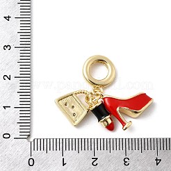Brass Micro Pave Clear Cubic Zirconia European Dangle Charms&nbsp;KK-C138-02G