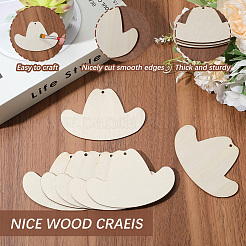 30Pcs 3 Styles Cowboy Boy Theme Unfinished Wood Pendants&nbsp;WOOD-SP0001-47