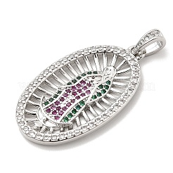 Religion Theme Brass Micro Pave Cubic Zirconia Pendants&nbsp;ZIRC-I032-71P