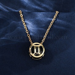 Brass Pave Cubic Zirconia Birth Stone Constellation Pendant Cable Chain Necklaces&nbsp;NJEW-D334-01G-11