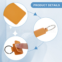 CutHollow 12Pcs 12 Colors Rectangle Imitation Leather Pendant Keychain&nbsp;KEYC-CL0001-12
