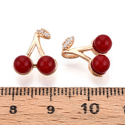 Brass Micro Pave Cubic Zirconia and Resin Pendants&nbsp;KK-T074-65KCG