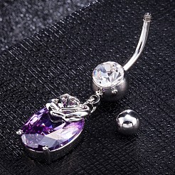 Brass Cubic Zirconia Navel Ring&nbsp;AJEW-EE0004-45B