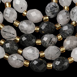 Natural Black Rutilated Quartz/Tourmalinated Quartz Beads Strands&nbsp;G-F809-A11-01