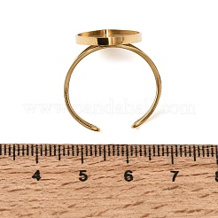 Horse Eye 304 Stainless Steel Open Cuff Bangle Makings with Bezel Tray&nbsp;SA-CBABF3F-02G-06