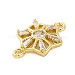 Brass Clear Cubic Zirconia Connector Charms/Links&nbsp;FIND-L019-07G-03