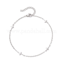 304 Stainless Steel Cross Link Anklets&nbsp;AJEW-AN00722-01