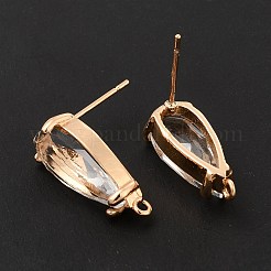 K9 Glass Stud Earring Teardrop Findings&nbsp;KK-E071-25KCG-05