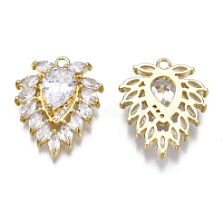 Brass Micro Pave Clear Cubic Zirconia Pendants&nbsp;ZIRC-S069-007G