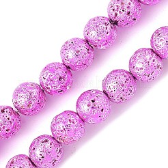 Electroplated Natural Lava Rock Beads Strands&nbsp;G-A263-A02-01