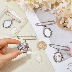 Alloy Oval Tray Brooch Base Settings&nbsp;JEWB-DC00007