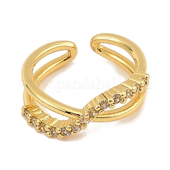 Brass Micro Pave Cubic Zirconia Cuff Rings for Women&nbsp;RJEW-S392-19G