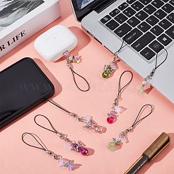 20Pcs 10 Colors Glass & Acrylic & Alloy Mobile Straps&nbsp;HJEW-OC00047