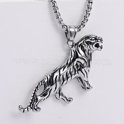 304 Stainless Steel Tiger Pendant Necklaces for Men&nbsp;LU7758