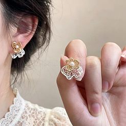 Alloy & Imitation Pearl Stud Earrings&nbsp;WG51E44-01