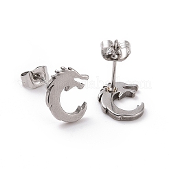 Non-Tarnish 304 Stainless Steel Tiny Dragon Stud Earrings for Men Women&nbsp;EJEW-G318-07P