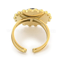 Ion Plating(IP) 304 Stainless Steel Synthetic Turquoise Cuff Rings&nbsp;G-Z056-08G-05