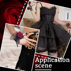 2 Pairs 2 Styles Rose Velvet Lace Gloves&nbsp;AJEW-GF0010-63