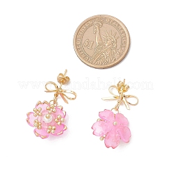 Flower Handmade Glass Seed Beads Dangle Stud Earrings&nbsp;EJEW-MZ00471-02