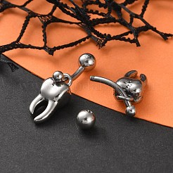 Tooth 316 Surgical Stainless Steel Dangle Belly Button Rings&nbsp;EJEW-G416-13AS