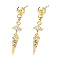 Brass Micro Pave Cubic Zirconia Dangle Stud Earrings for Women&nbsp;EJEW-A167-29A-G