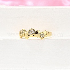 Brass Micro Pave Clear Cubic Zirconia Cuff Rings for Women&nbsp;RJEW-H247-28G