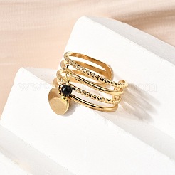 304 Stainless Steel Open Cuff Rings for Women&nbsp;RJEW-K258-16G