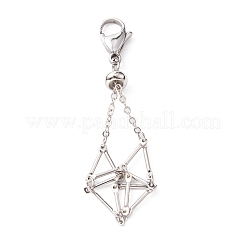 Brass Braided Chain Pouch Empty Stone Holder Pendant Decorations&nbsp;HJEW-JM01240-02