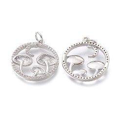 Autumn Theme Brass Micro Pave Clear Cubic Zirconia Pendants&nbsp;ZIRC-H104-01-P